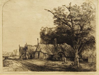 Three Farmhouses Along a Road by Rembrandt van Rijn
